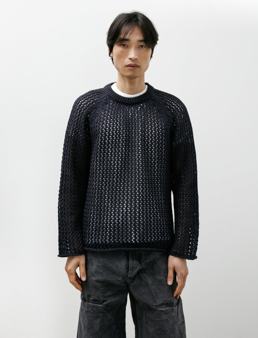 732 String Pullover Combed Cotton Yarn Navy - Image 1
