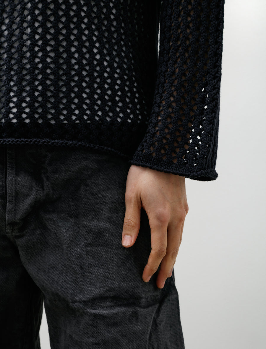 732 String Pullover Combed Cotton Yarn Navy - Image 4