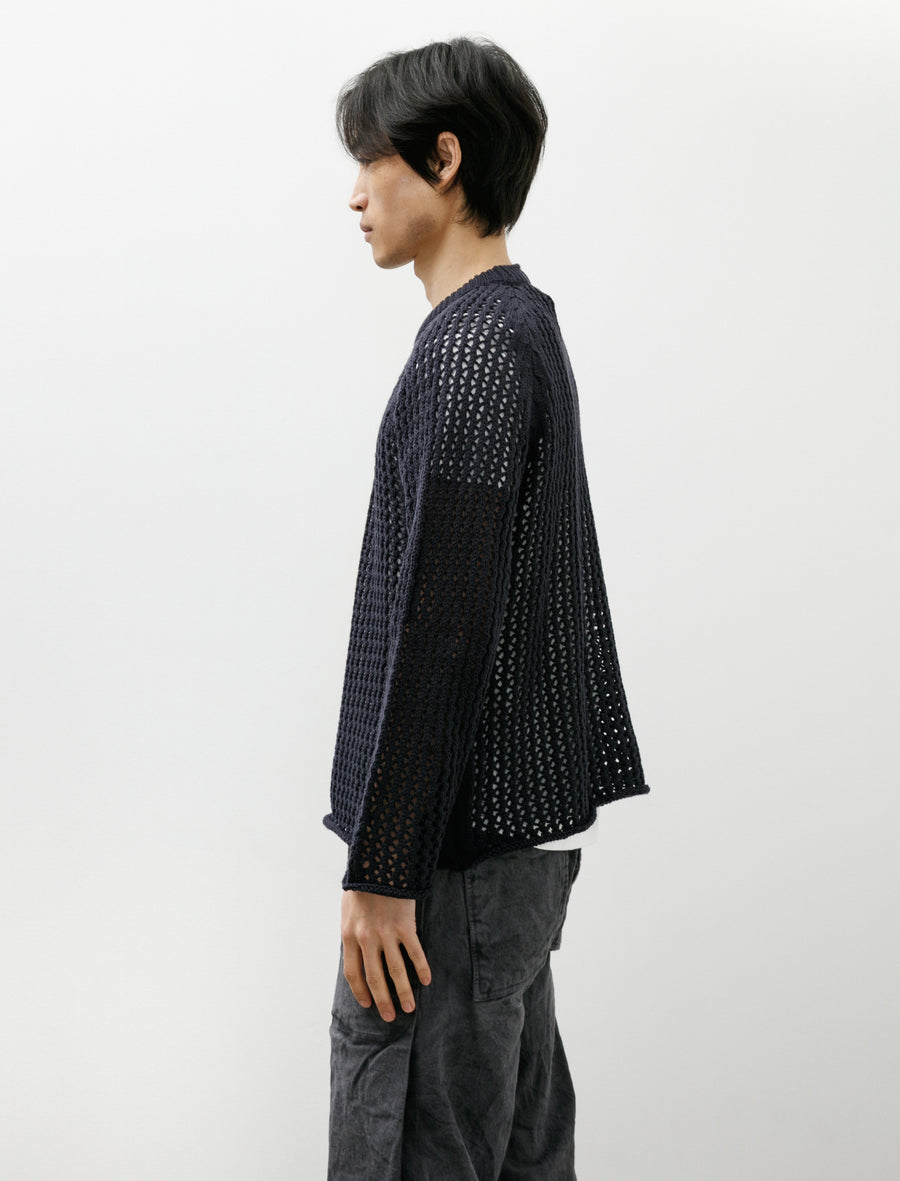 732 String Pullover Combed Cotton Yarn Navy - Image 3