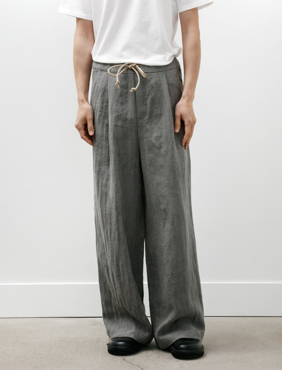 Frank Leder Charcoal Dyed Herringbone Linen Draw Trouser – Neighbour