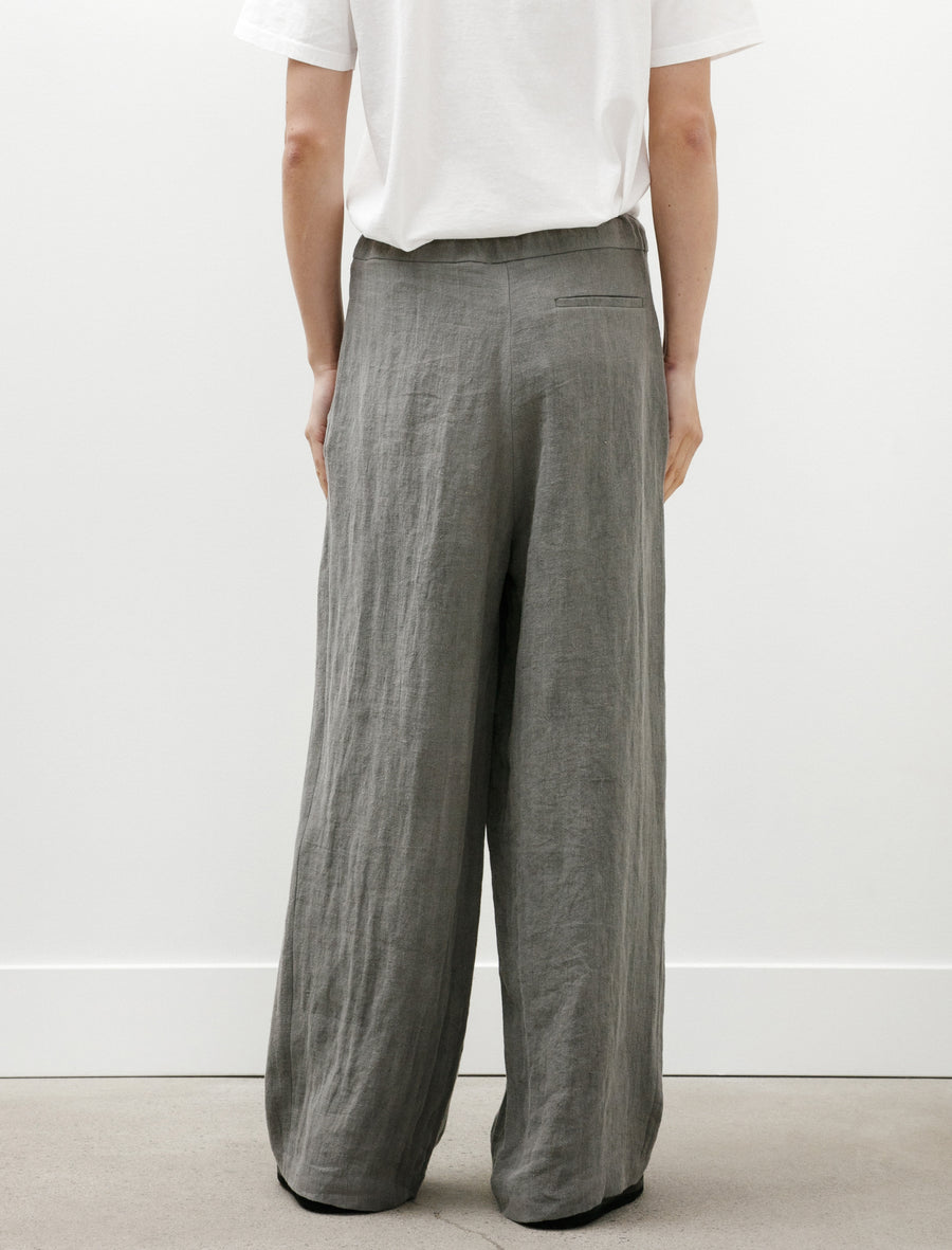 Charcoal Dyed Herringbone Linen Draw Trouser - Image 6