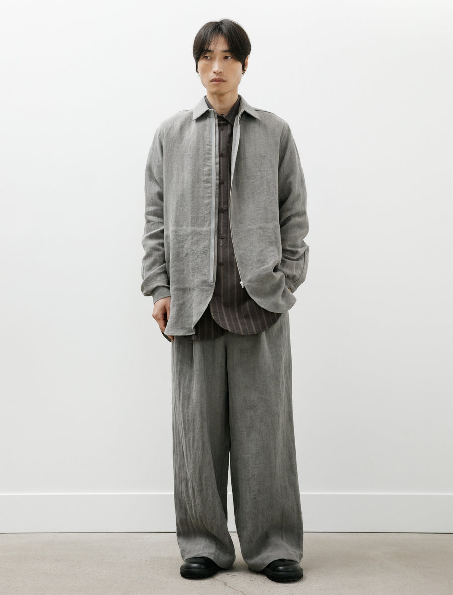 パンツ FRANK LEDER GREY LINEN 2TUCK TROUSERS S Frank Leder Charcoal Dyed Herringbone Linen Draw Trouser – Neighbour