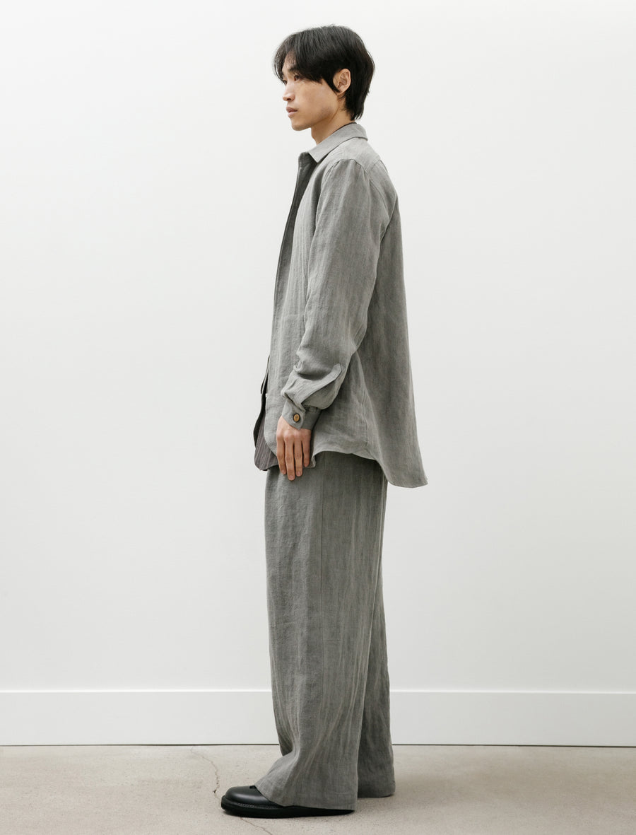 Frank Leder Charcoal Dyed Herringbone Linen Draw Trouser – Neighbour