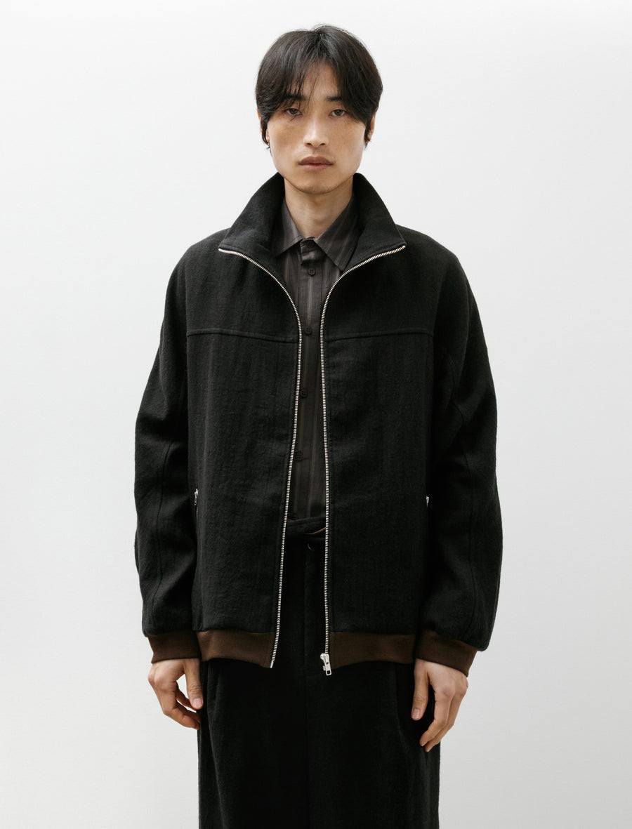 Zip Washed Wool Jacket Black - Image 4