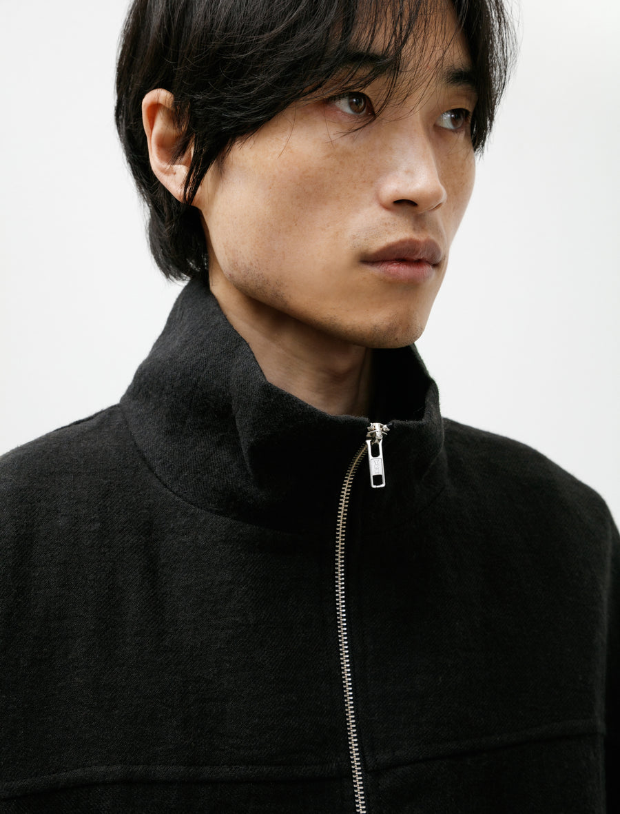 Zip Washed Wool Jacket Black - Image 5