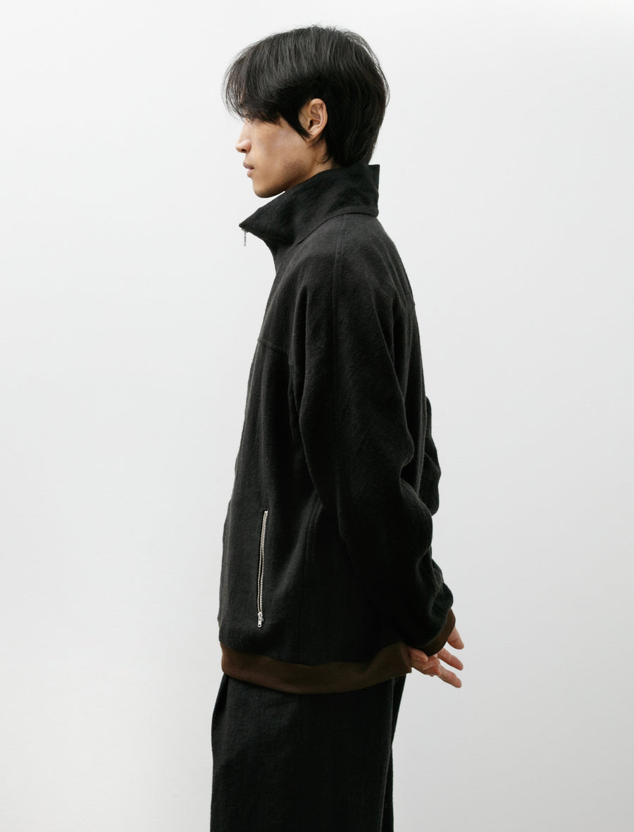 Zip Washed Wool Jacket Black - Image 3