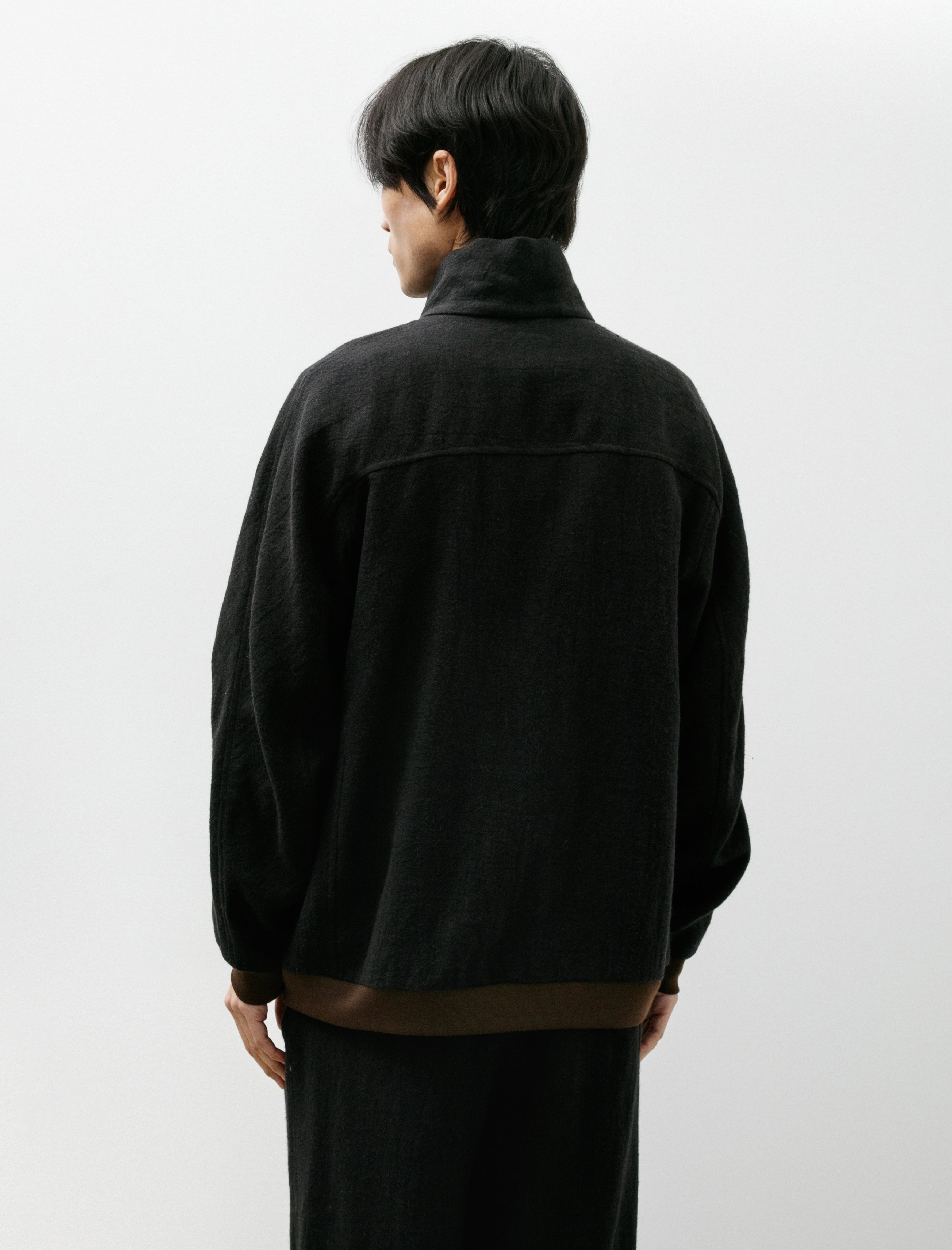 Frank Leder Zip Washed Wool Jacket Black