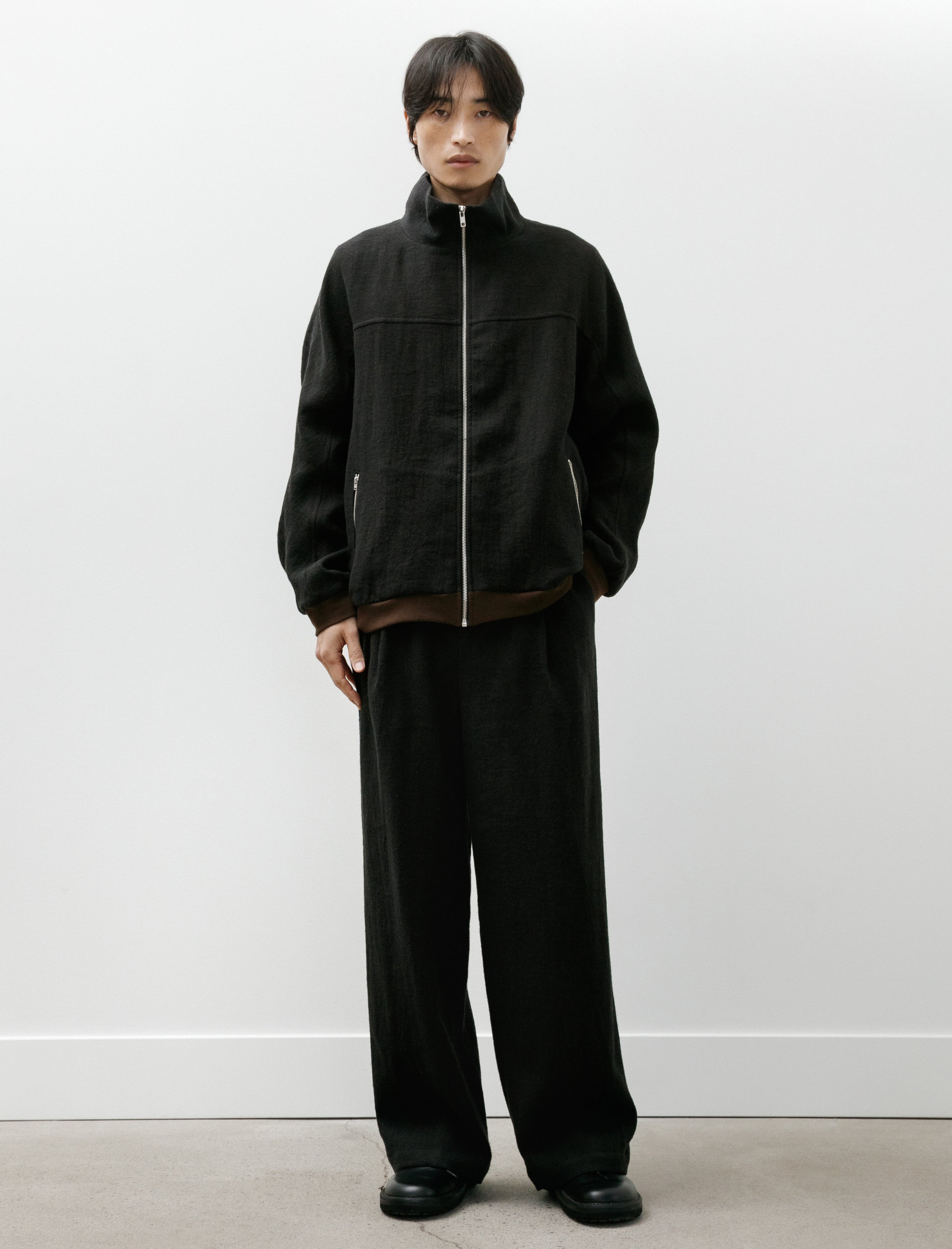 Frank Leder Washed Wool Trouser Black