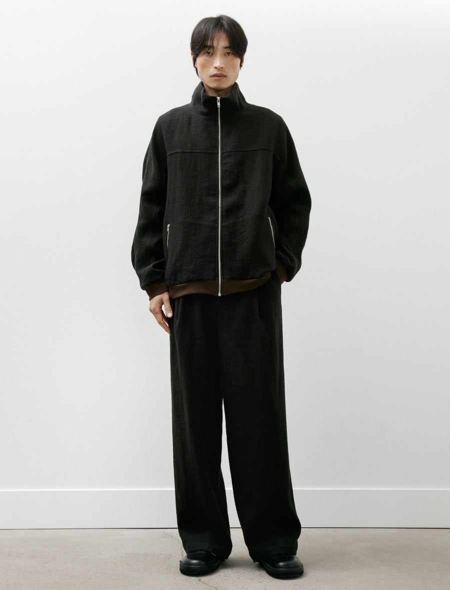 Zip Washed Wool Jacket Black - Image 6