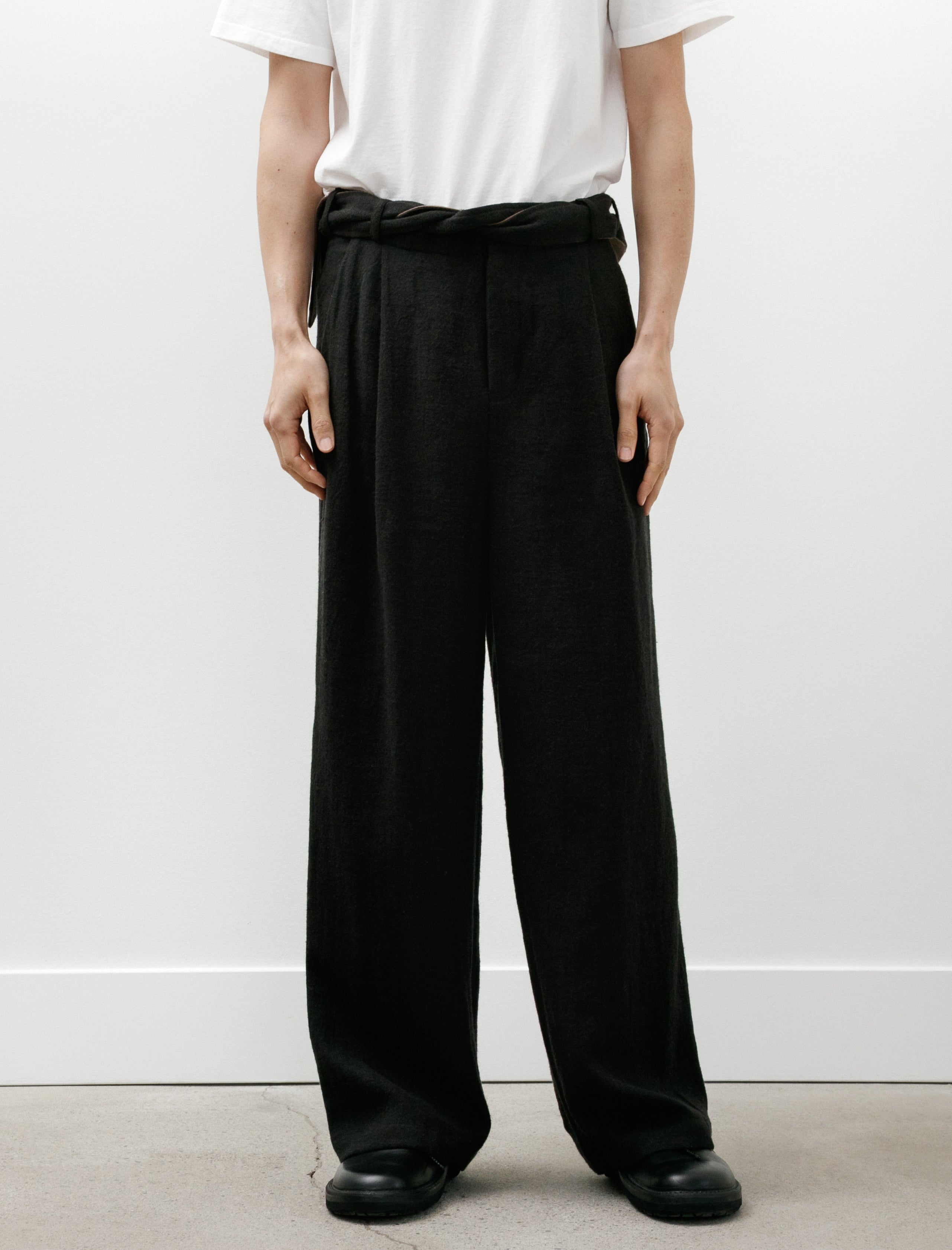 Frank Leder Washed Wool Trouser Black