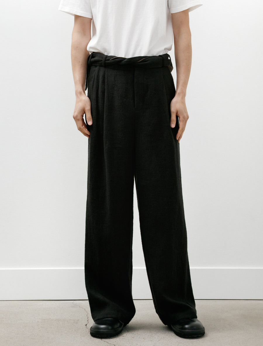Washed Wool Trouser Black - Image 4