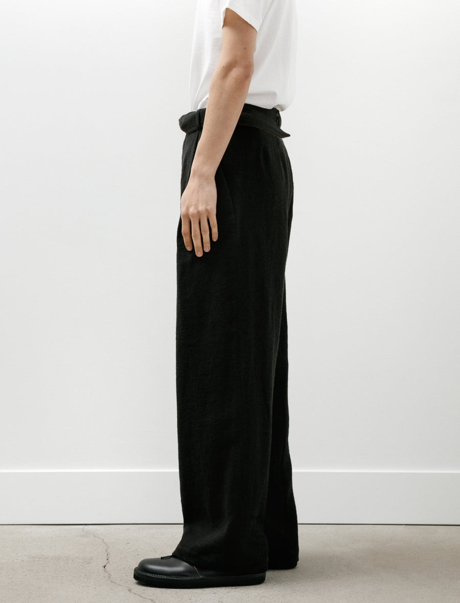 Washed Wool Trouser Black - Image 6