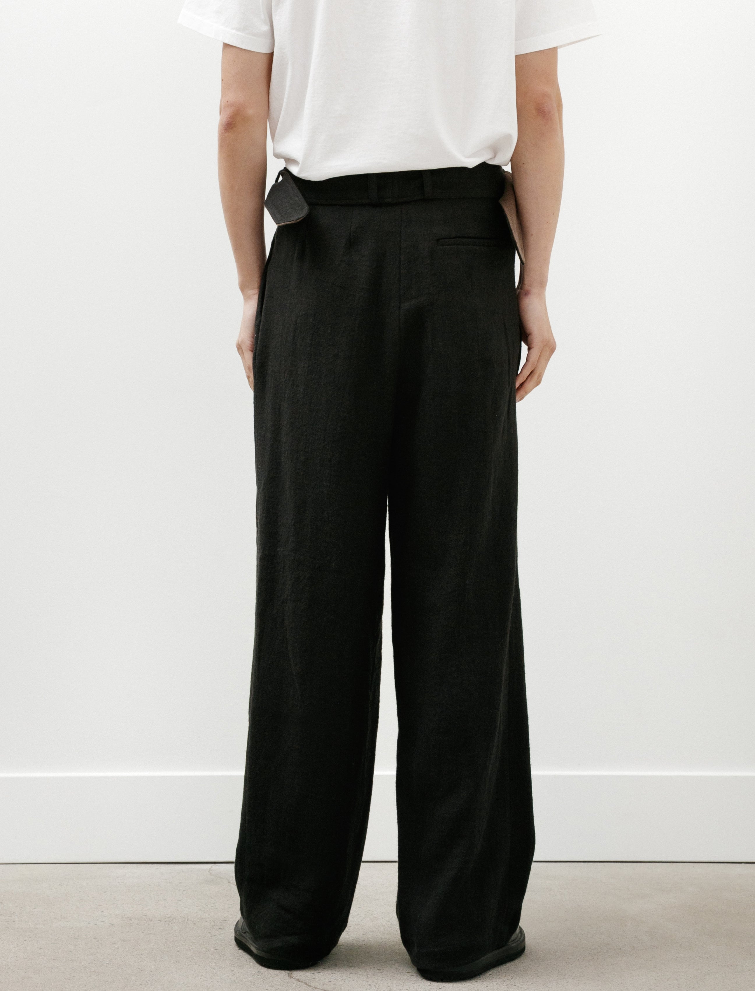 Frank Leder Washed Wool Trouser Black
