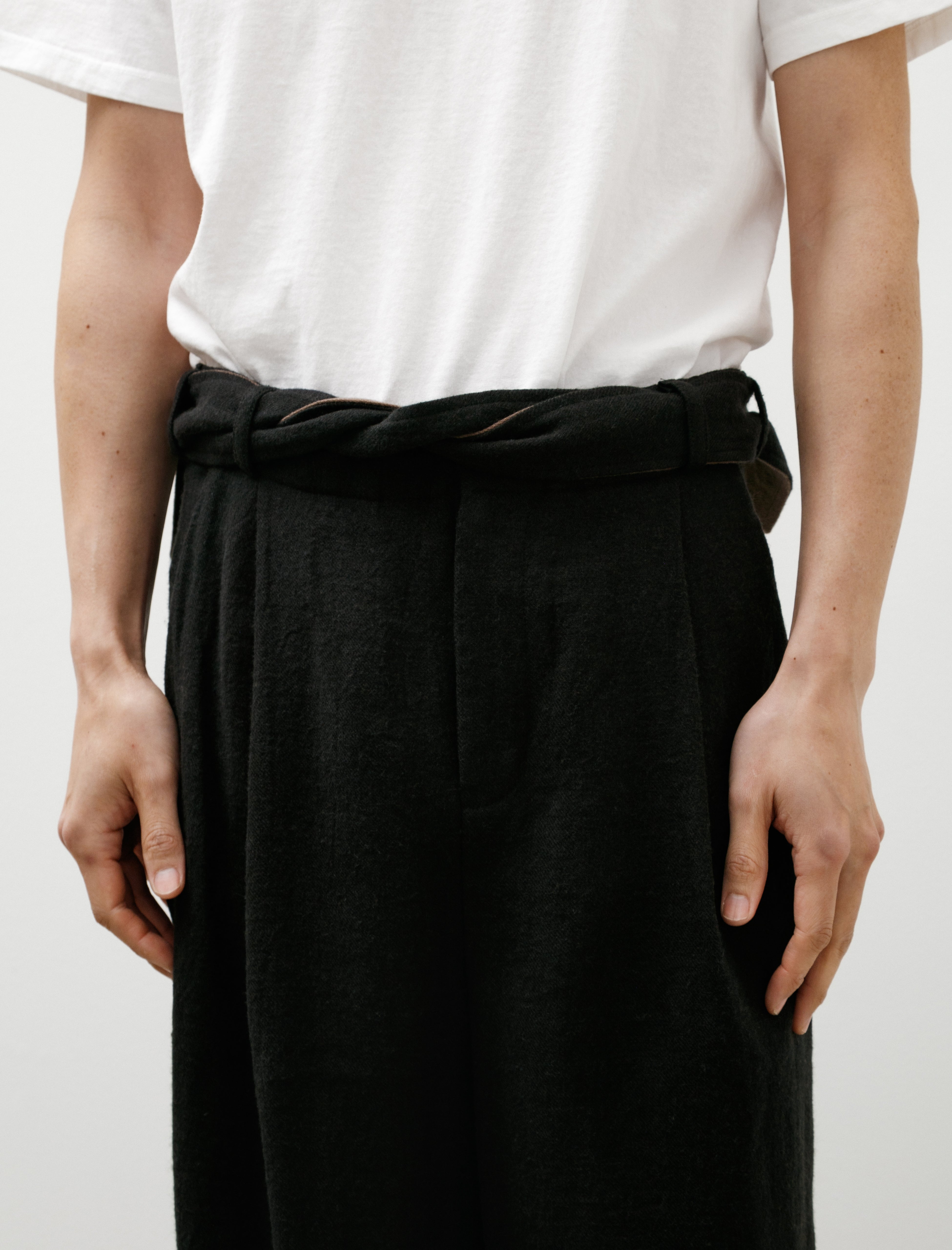 Frank Leder Washed Wool Trouser Black