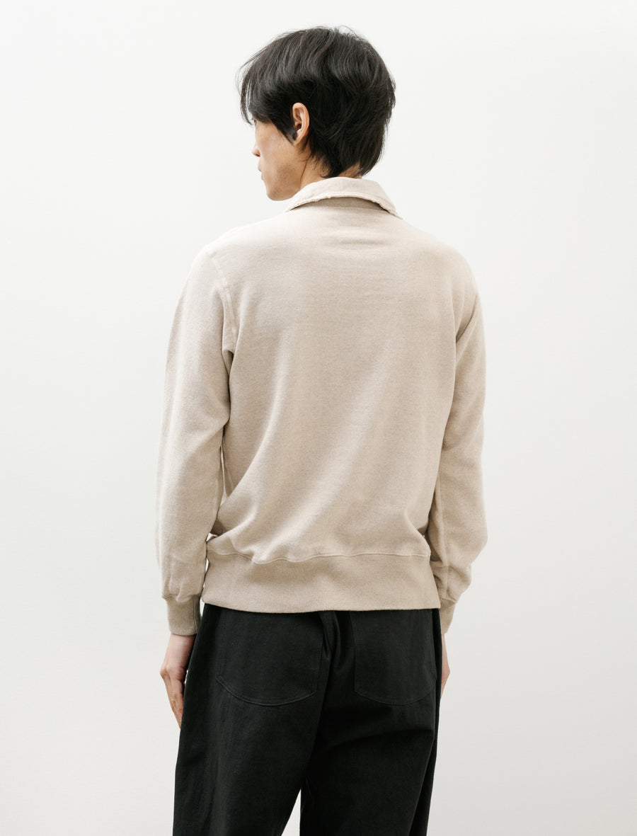Half Zip Cotton Linen Light French Terry Ecru - Image 2