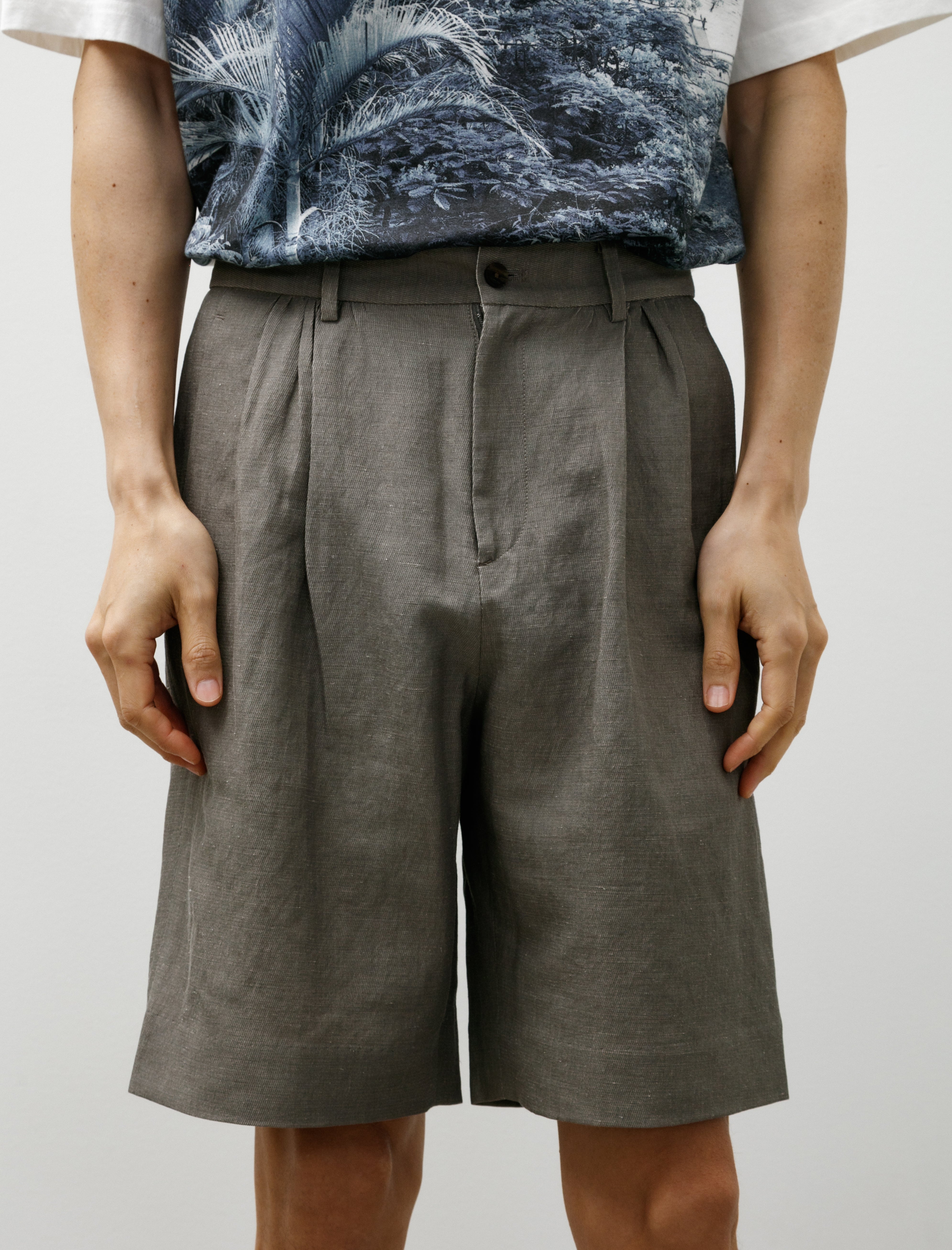 Seya Spring Short Pants Kersey Chambray Linen Clay