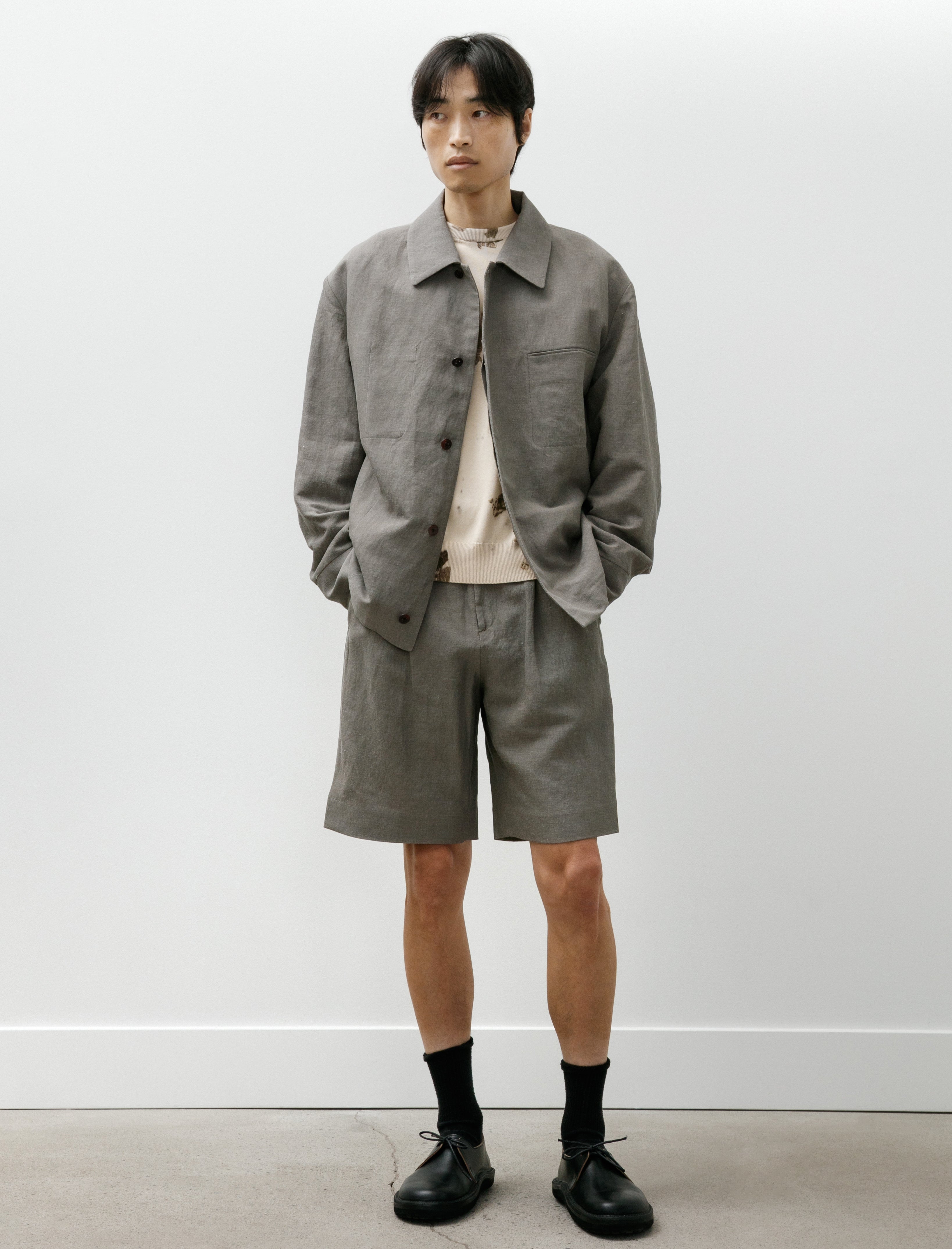 Seya Spring Short Pants Kersey Chambray Linen Clay
