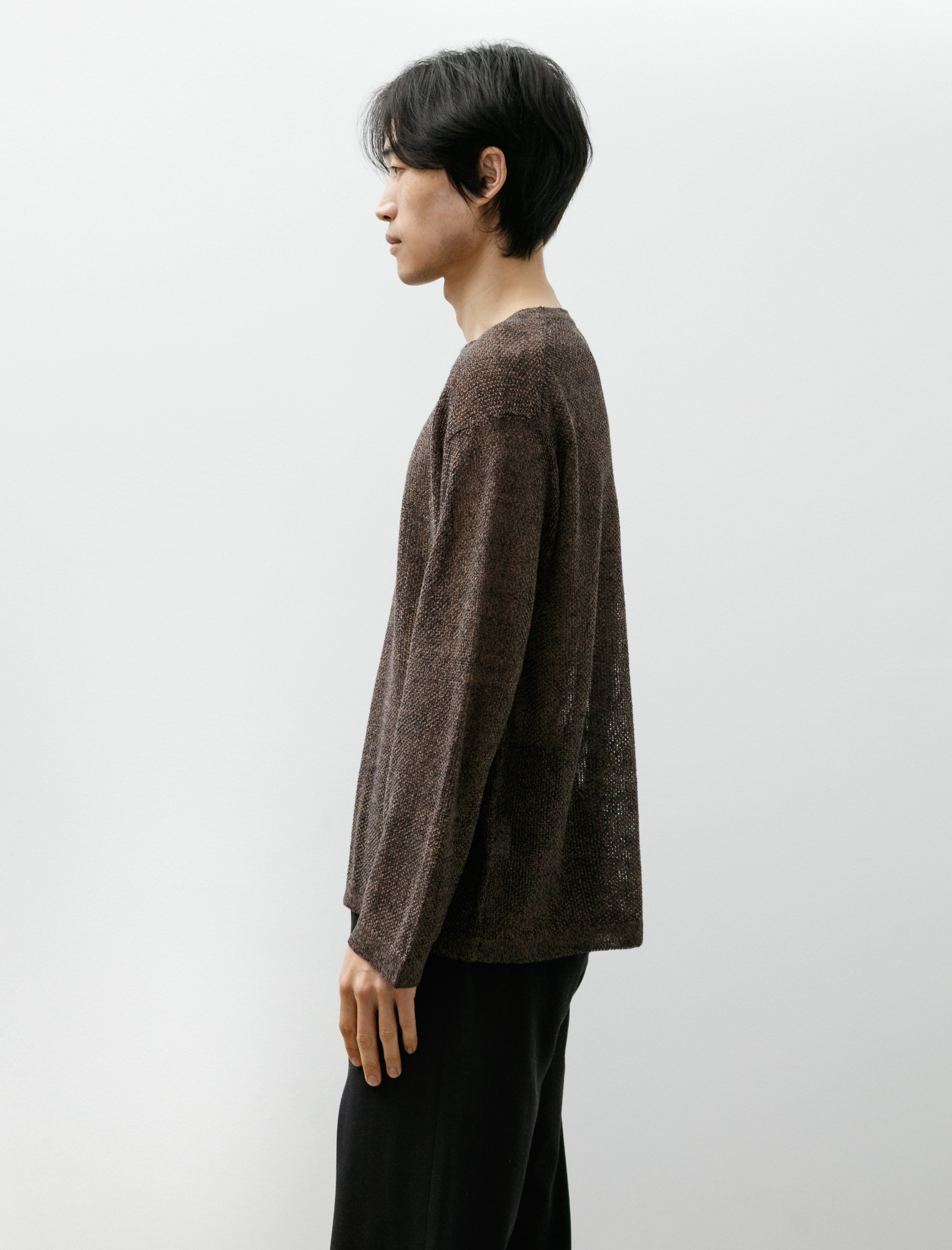 Seya Komorebi Sweater Large GG Kanoko Indigo X Mud Melange