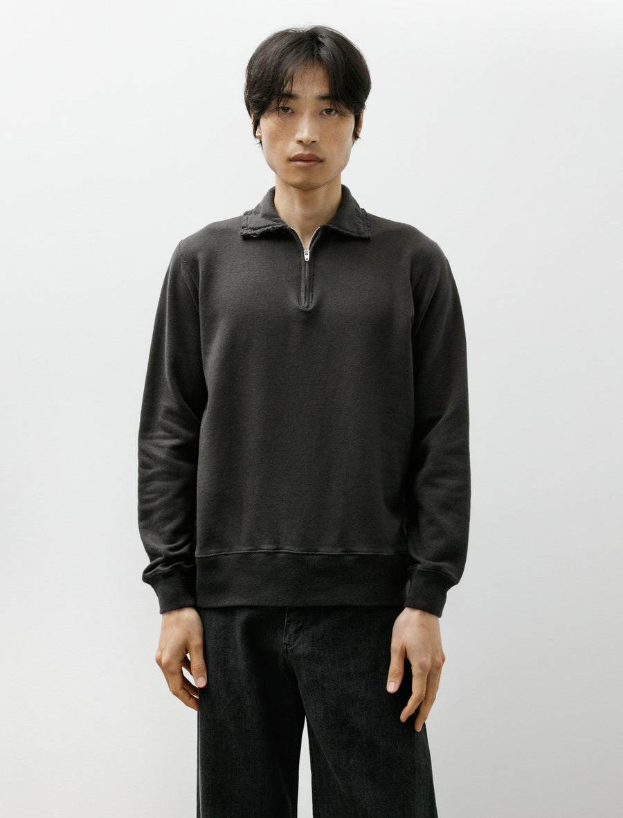 Half Zip Cotton Linen Light French Terry Carbon - Image 1