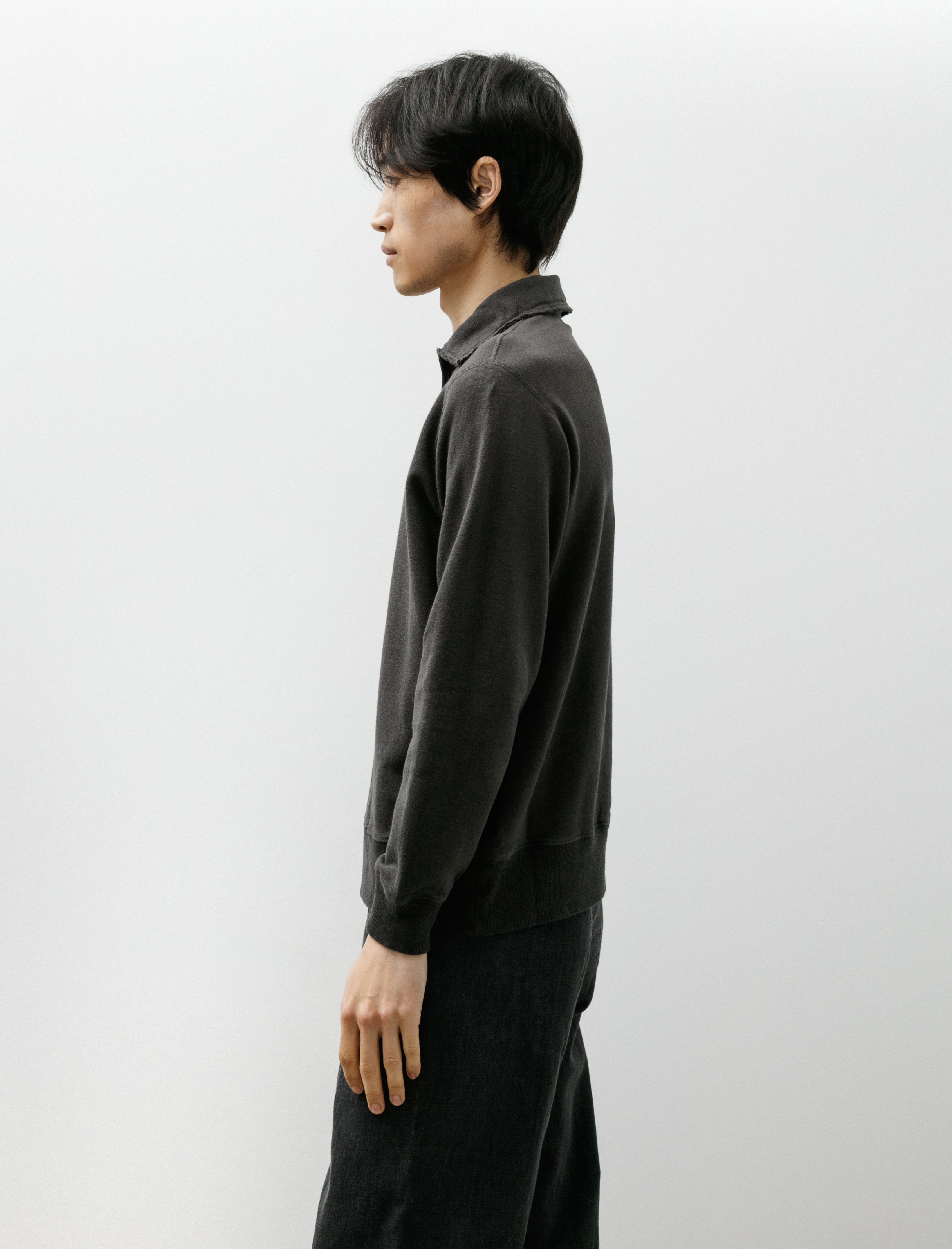 Slopeslow Half Zip Cotton Linen Light French Terry Carbon