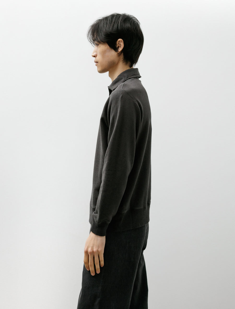 Half Zip Cotton Linen Light French Terry Carbon - Image 3