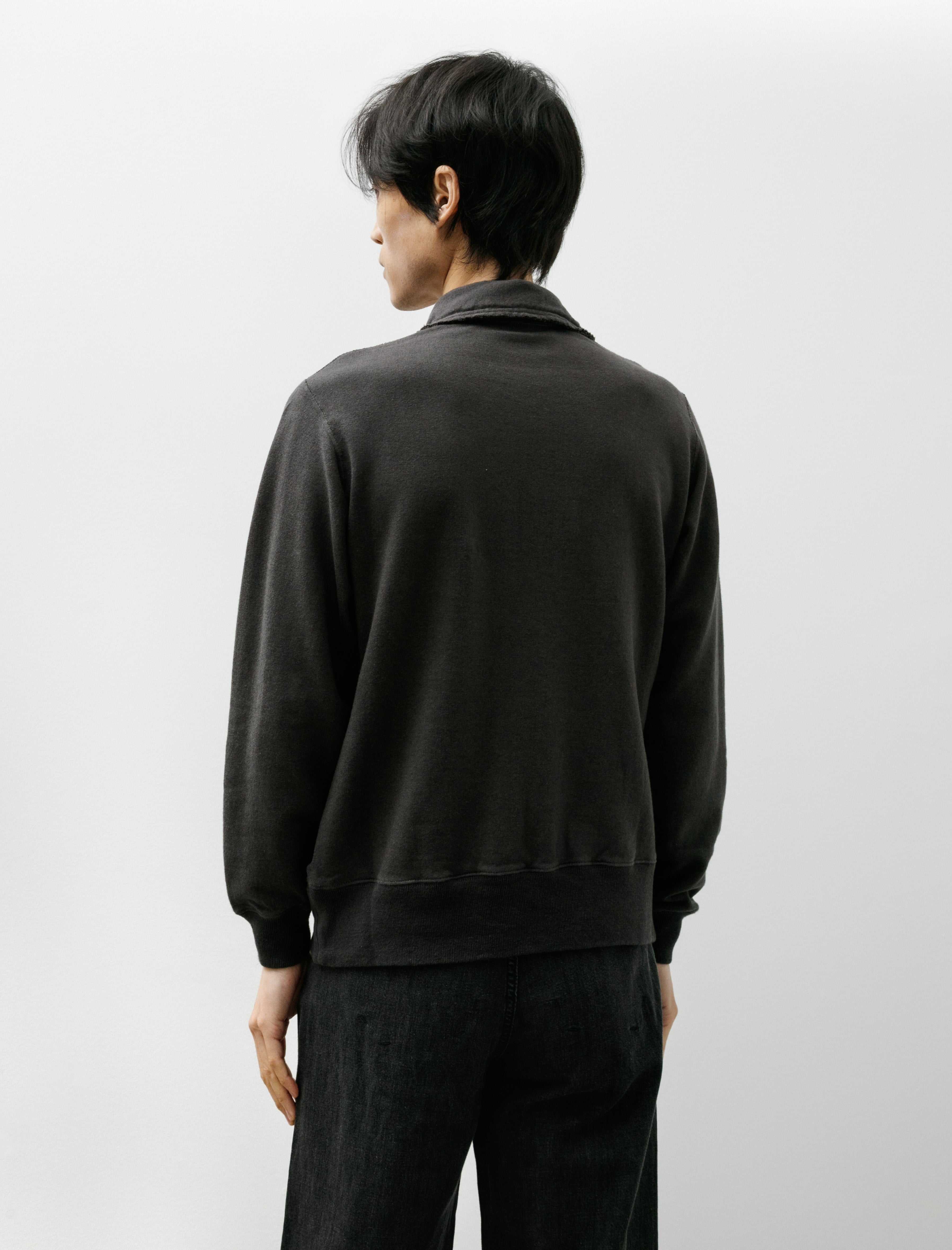 Slopeslow Half Zip Cotton Linen Light French Terry Carbon