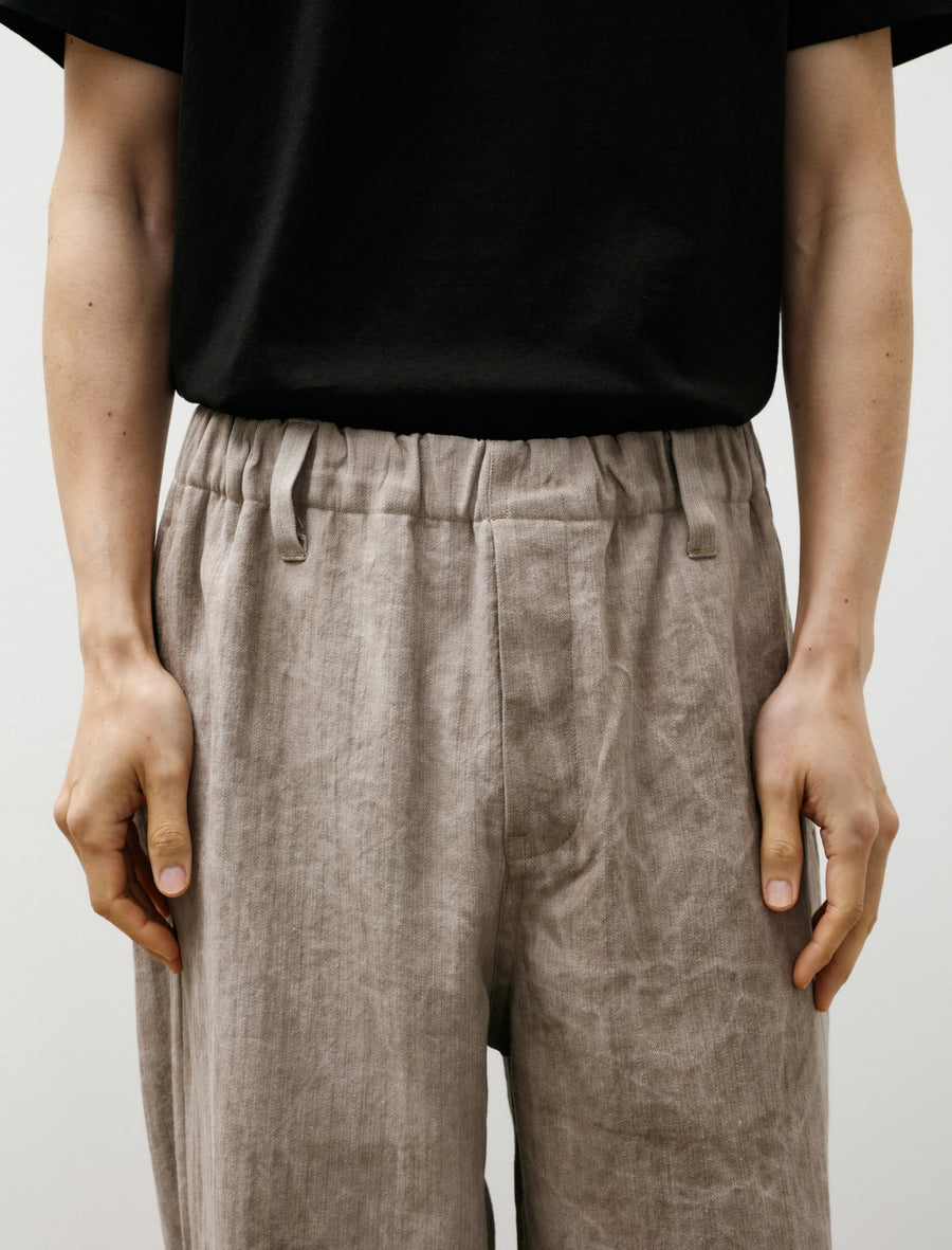 Elastic Pant Linen/Cotton Herringbone Cold Dye Beige - Image 7