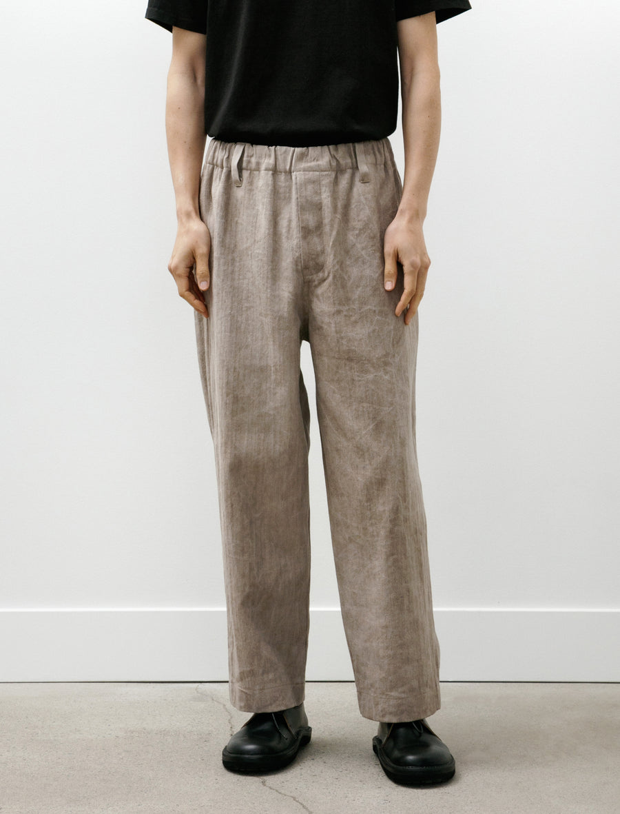 Elastic Pant Linen/Cotton Herringbone Cold Dye Beige - Image 4