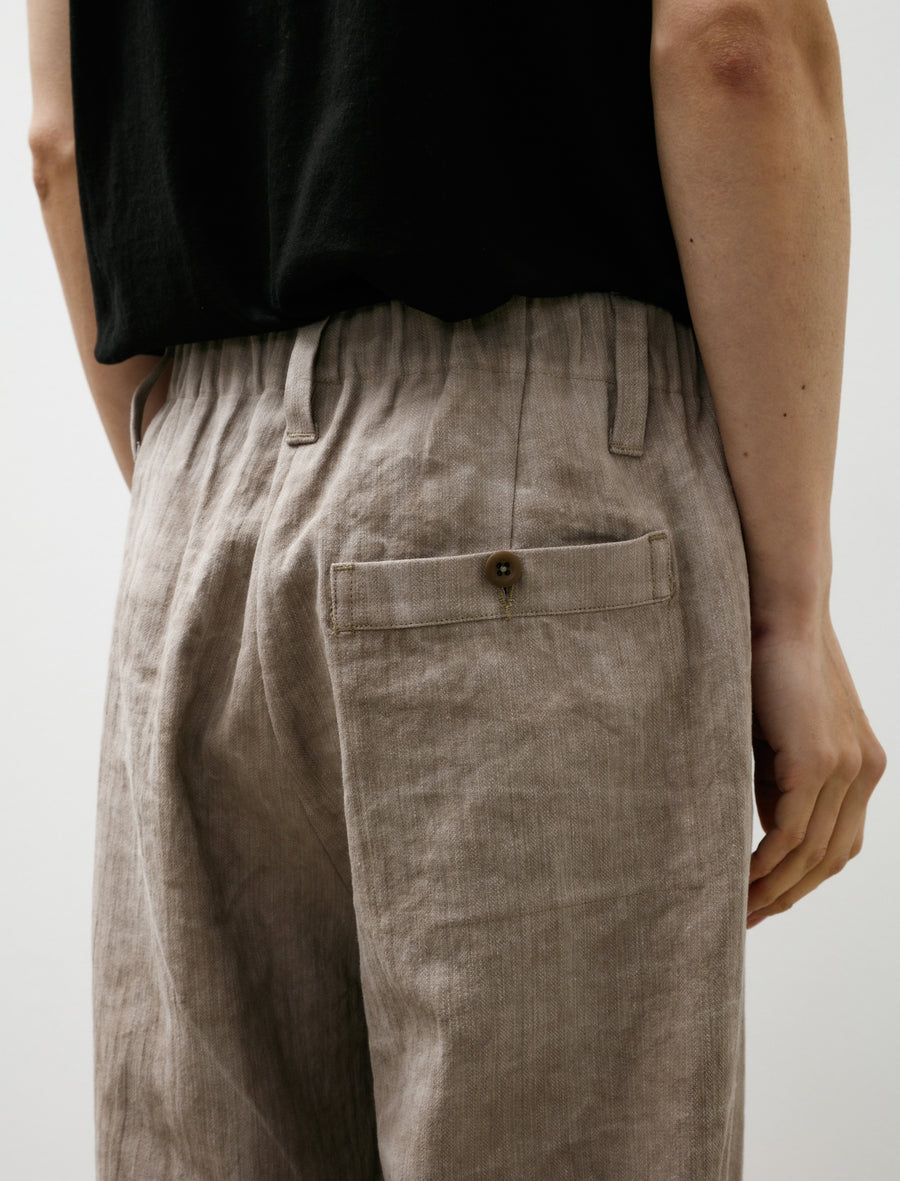 Elastic Pant Linen/Cotton Herringbone Cold Dye Beige - Image 8