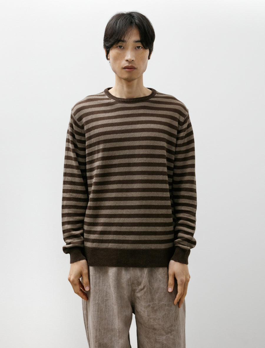 Thin Stripe Sweater Linen Brown Taupe - Image 1