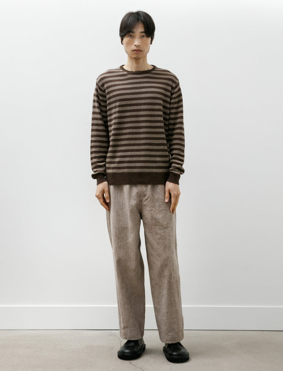 Thin Stripe Sweater Linen Brown Taupe - Image 4