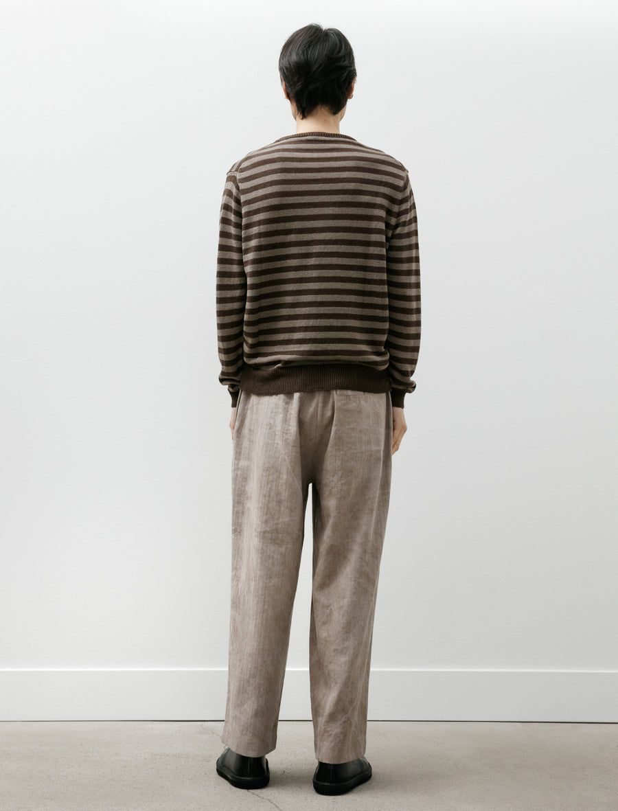 Thin Stripe Sweater Linen Brown Taupe - Image 6