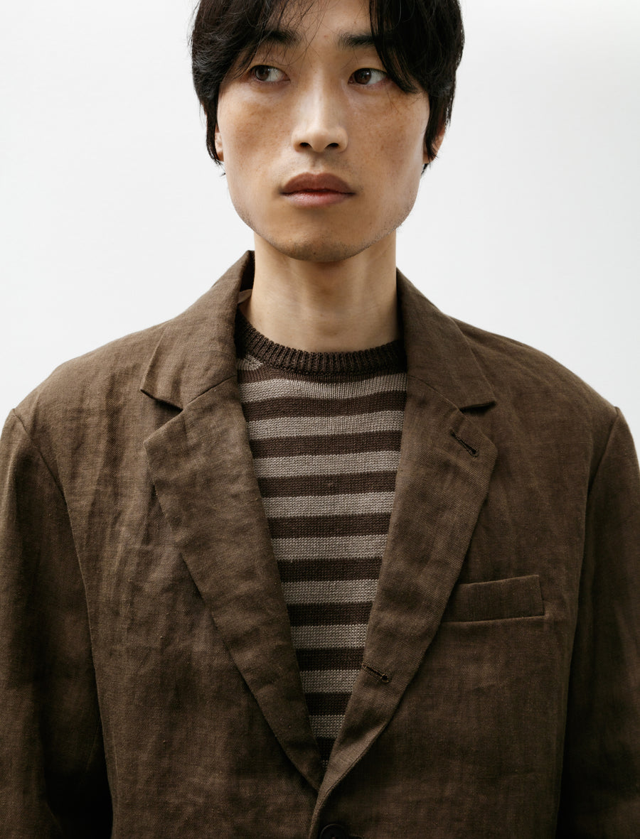 Three Button Jacket Sumi Ink Hemp Twill Dark Olive - Image 5