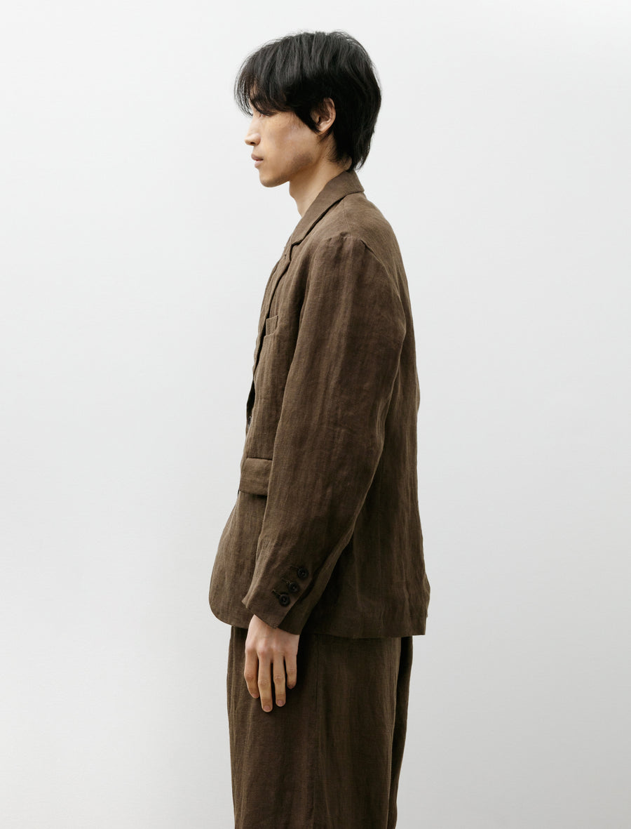 Three Button Jacket Sumi Ink Hemp Twill Dark Olive - Image 3