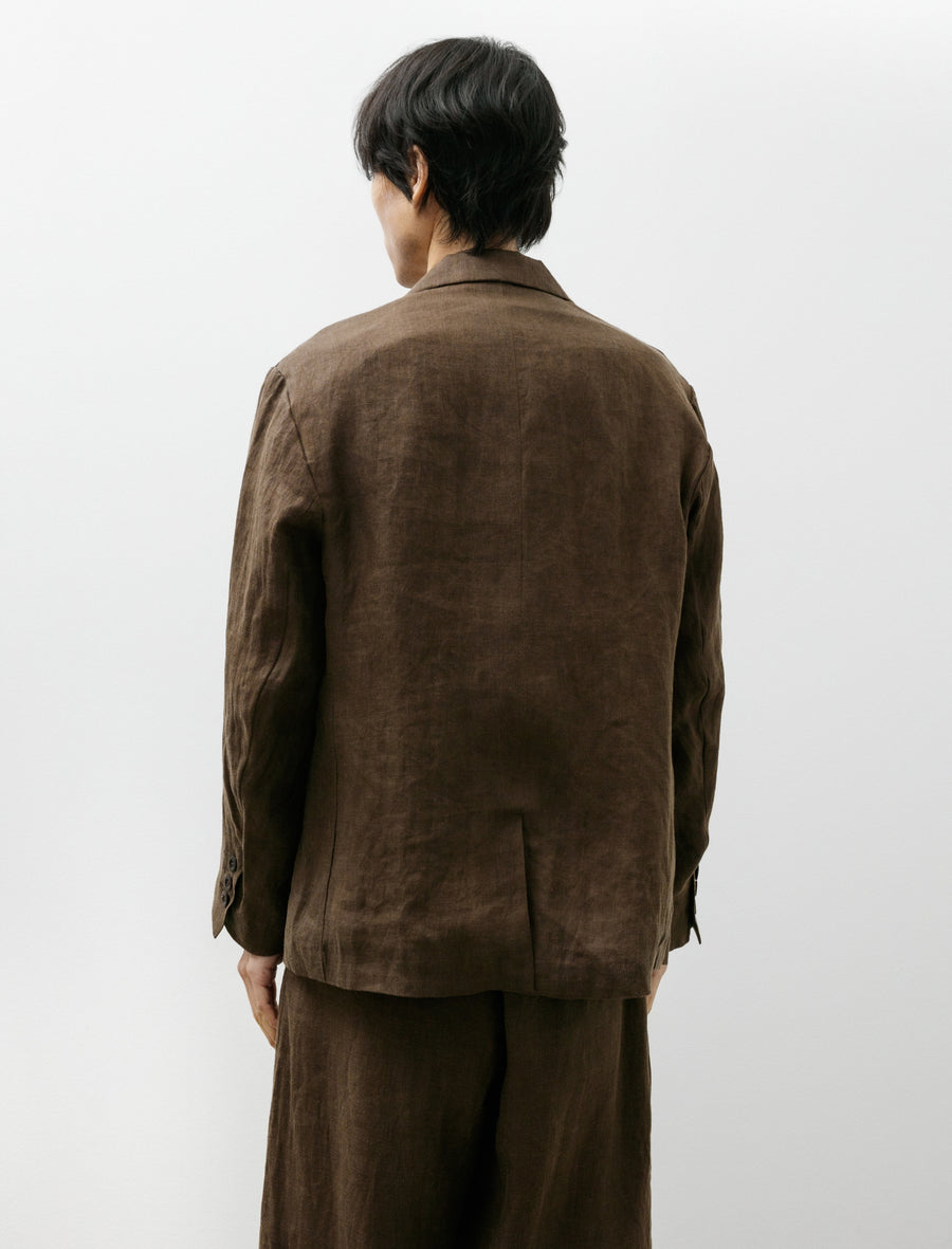 Three Button Jacket Sumi Ink Hemp Twill Dark Olive - Image 2