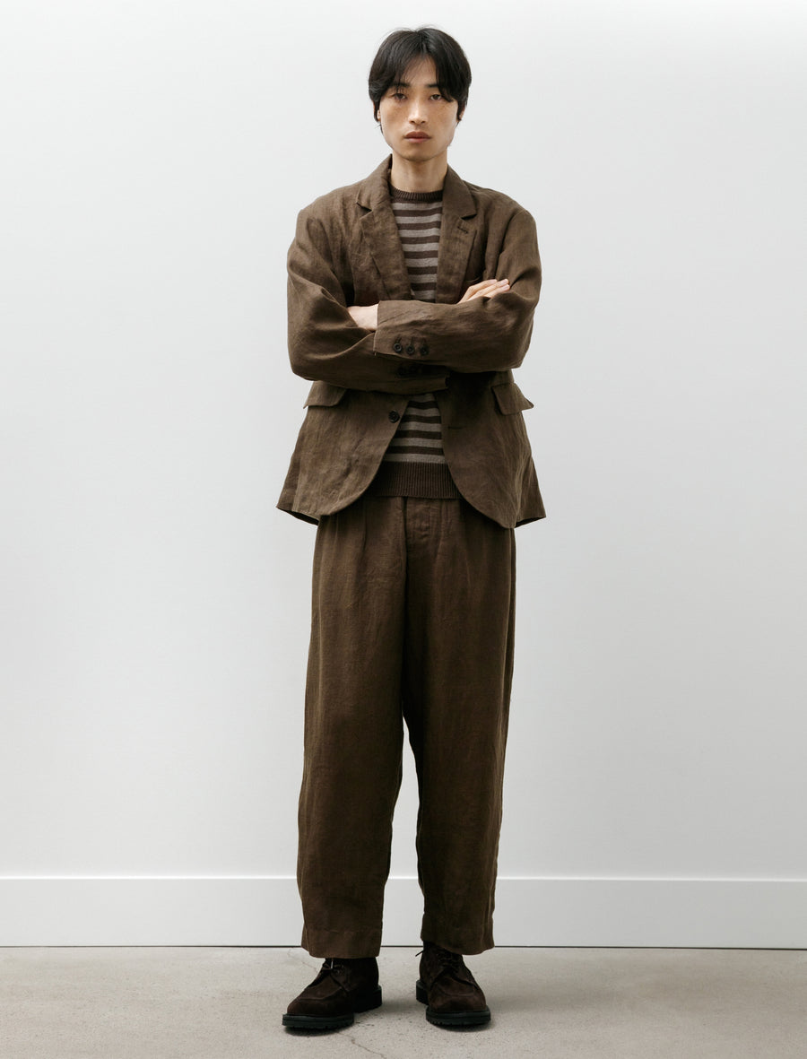 Two Pleat Pant Sumi Ink Hemp Twill Dark Olive - Image 1
