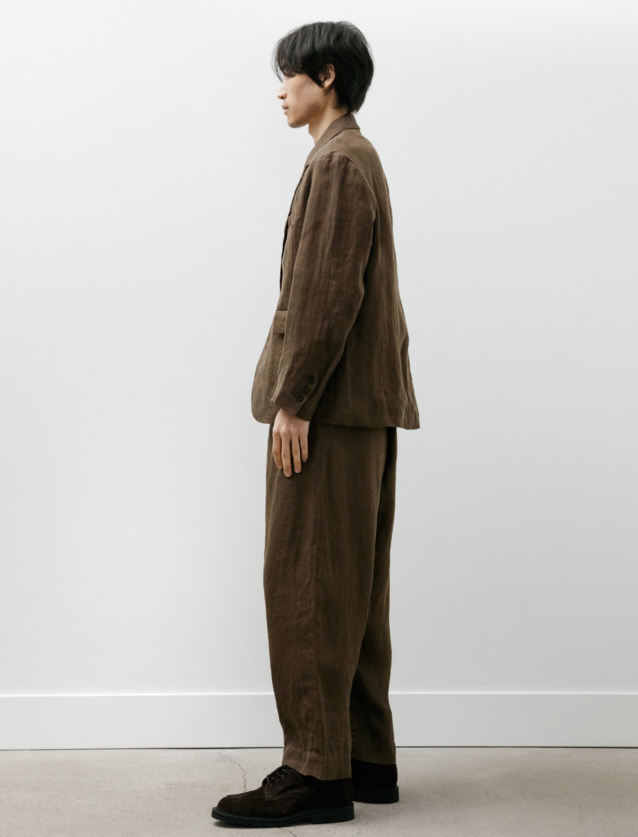 Two Pleat Pant Sumi Ink Hemp Twill Dark Olive - Image 3