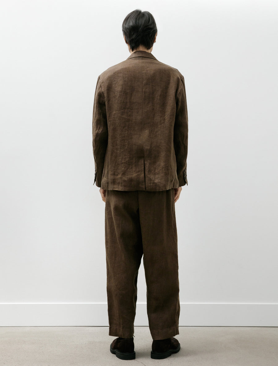 Two Pleat Pant Sumi Ink Hemp Twill Dark Olive - Image 2