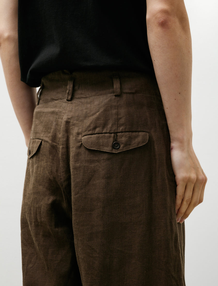 Two Pleat Pant Sumi Ink Hemp Twill Dark Olive - Image 8