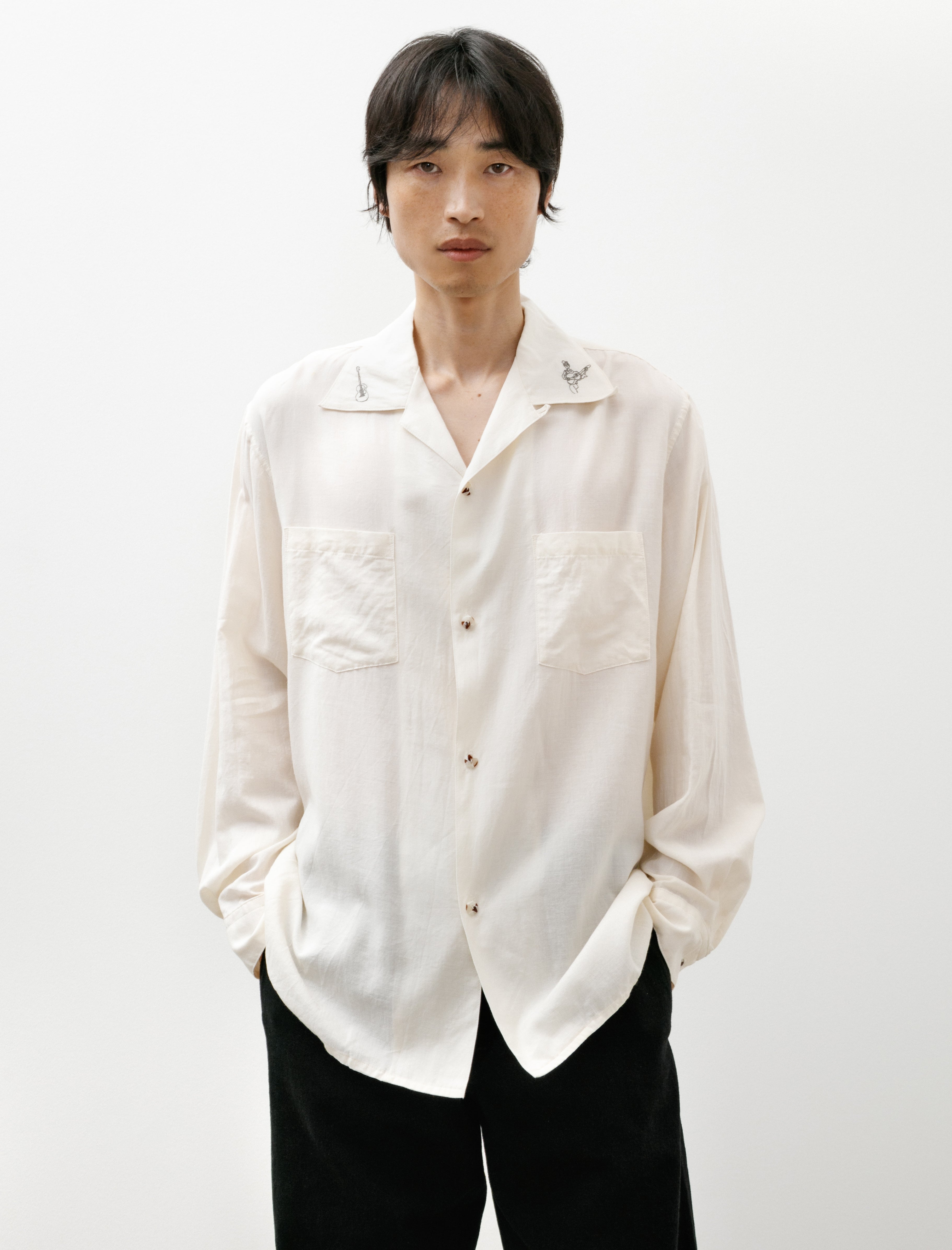 Blackbird Open Collar Shirt Ecru