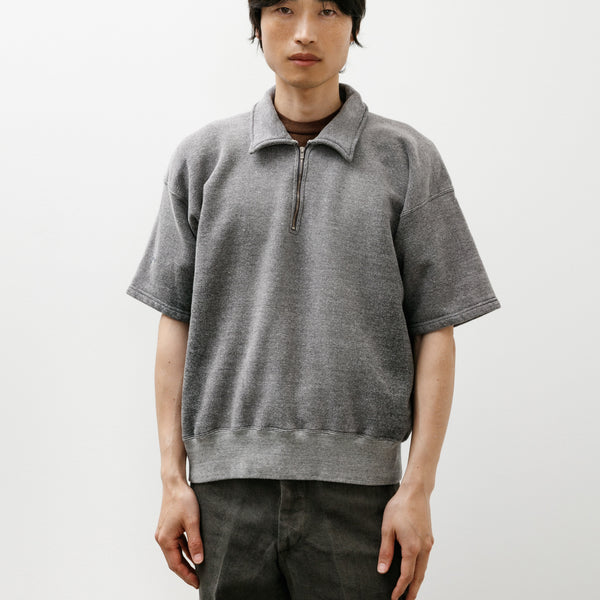 Taiga Takahashi Lot 621 Half Zip S/S Sweatshirt Faded Heather Grey