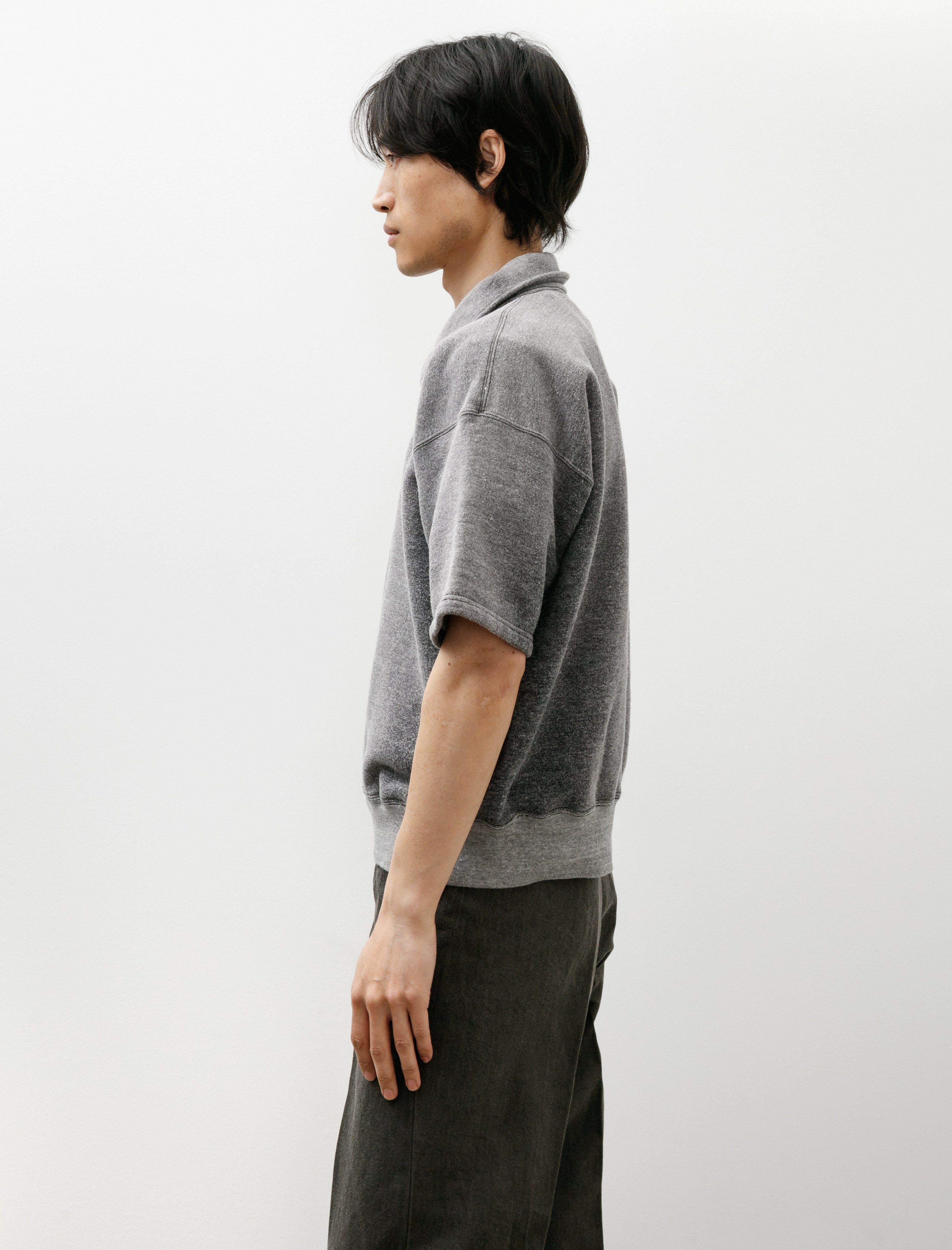 Taiga Takahashi Lot 621 Half Zip S/S Sweatshirt Faded Heather Grey