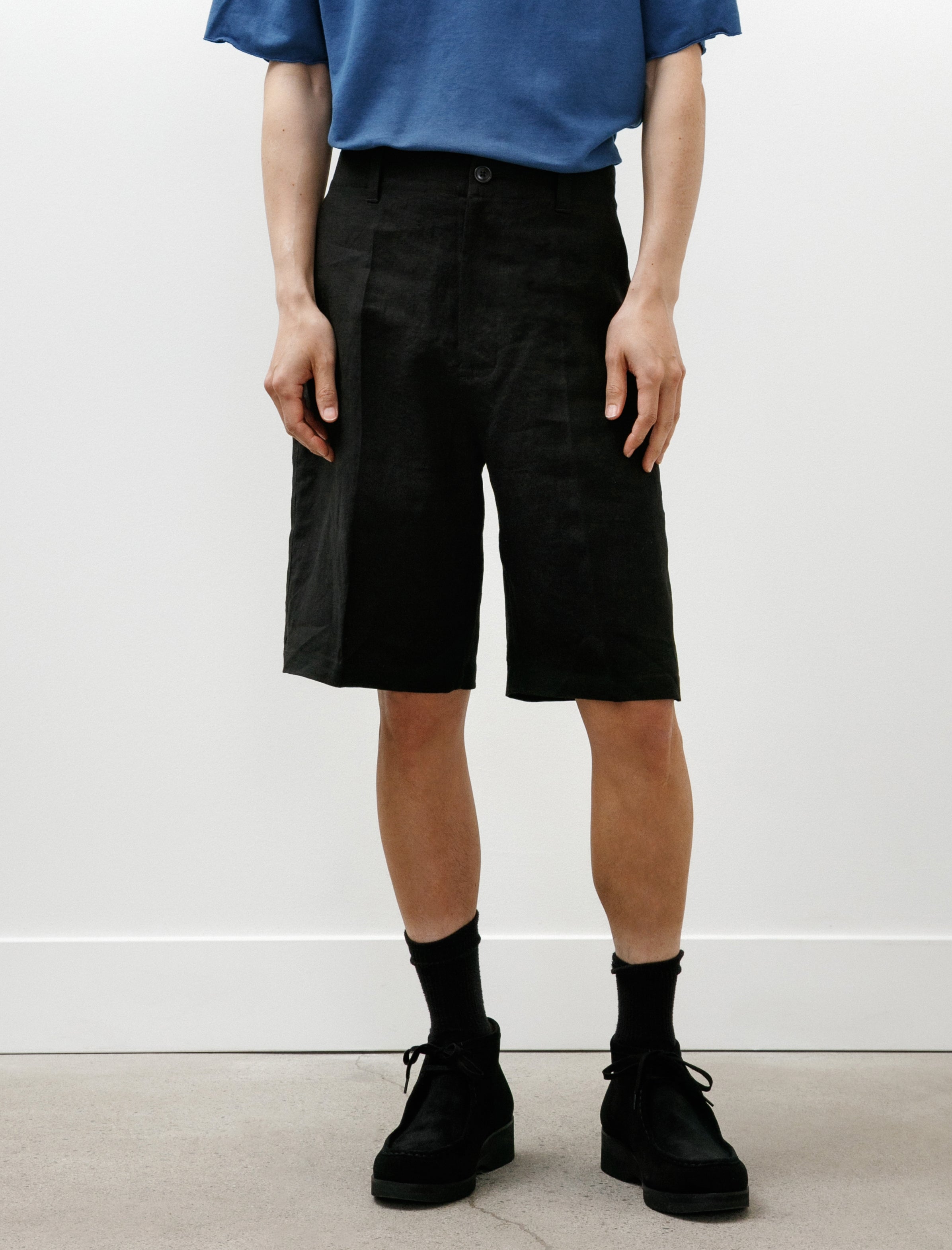 Arpenteur Atoll High Density Linen Shorts Black