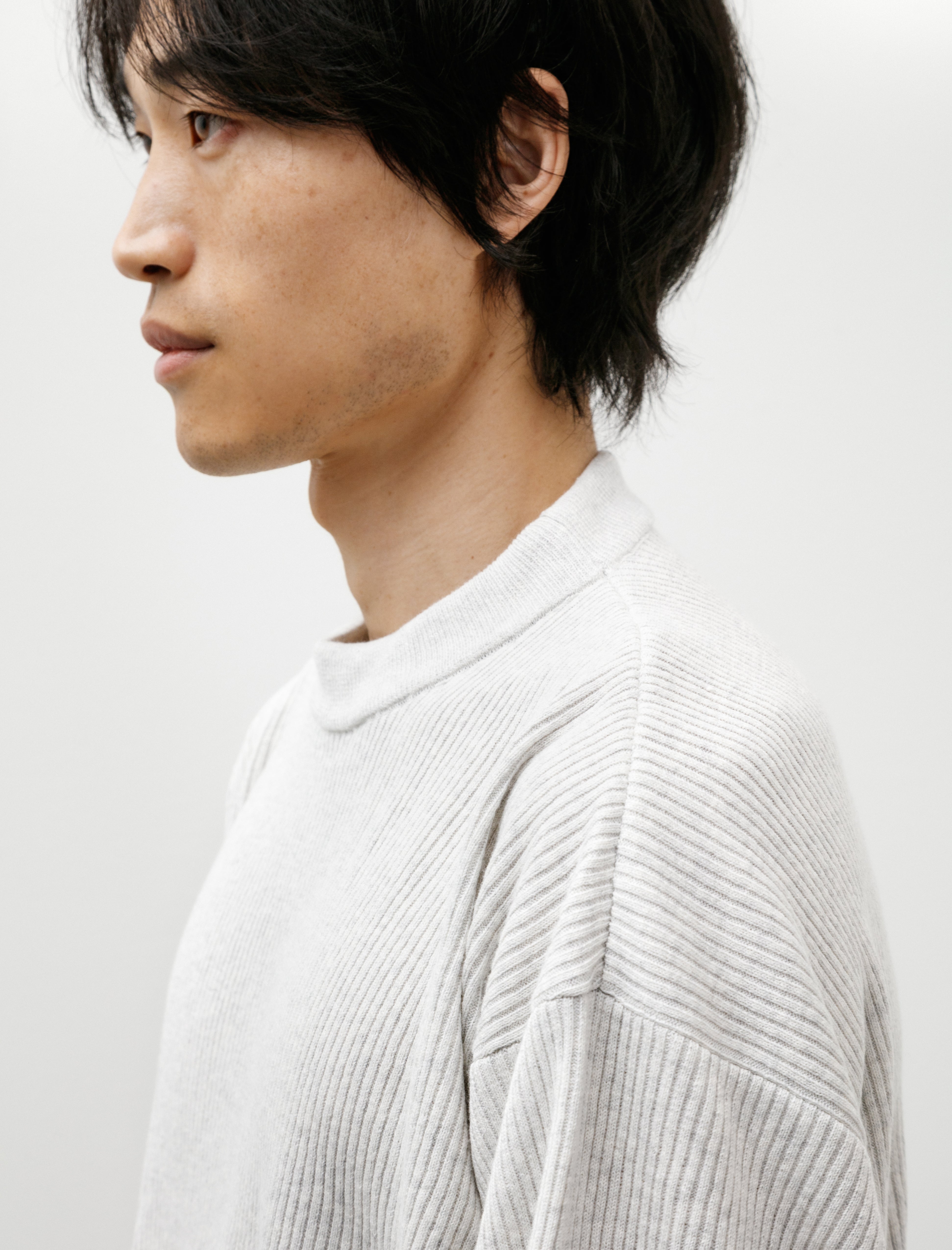 Arpenteur Standard Rib Knit Polo Pale Grey