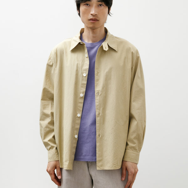 Auralee Garment-Dyed Finx Shuttle Weather Shirt Khaki Beige