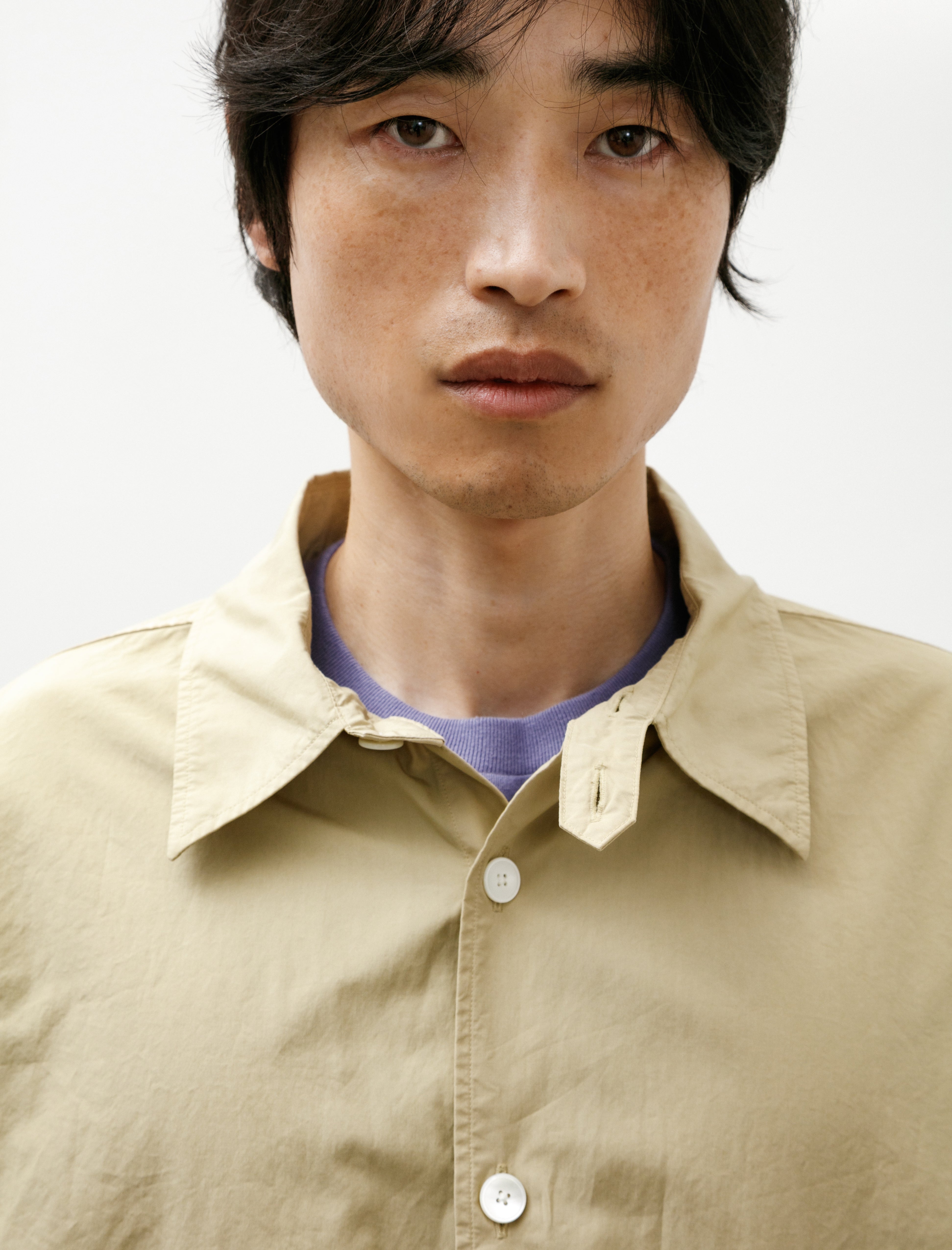 Auralee Garment-Dyed Finx Shuttle Weather Shirt Khaki Beige