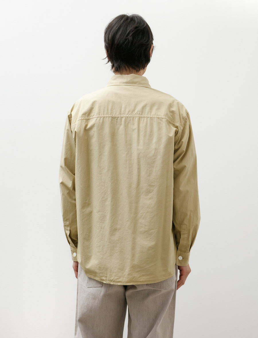 Auralee Garment-Dyed Finx Shuttle Weather Shirt Khaki Beige Auralee Garment-Dyed Finx Shuttle Weather Shirt Khaki Beige