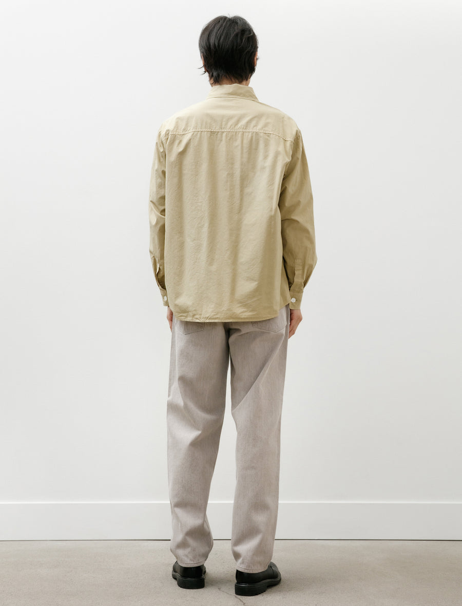 Auralee Garment-Dyed Finx Shuttle Weather Shirt Khaki Beige
