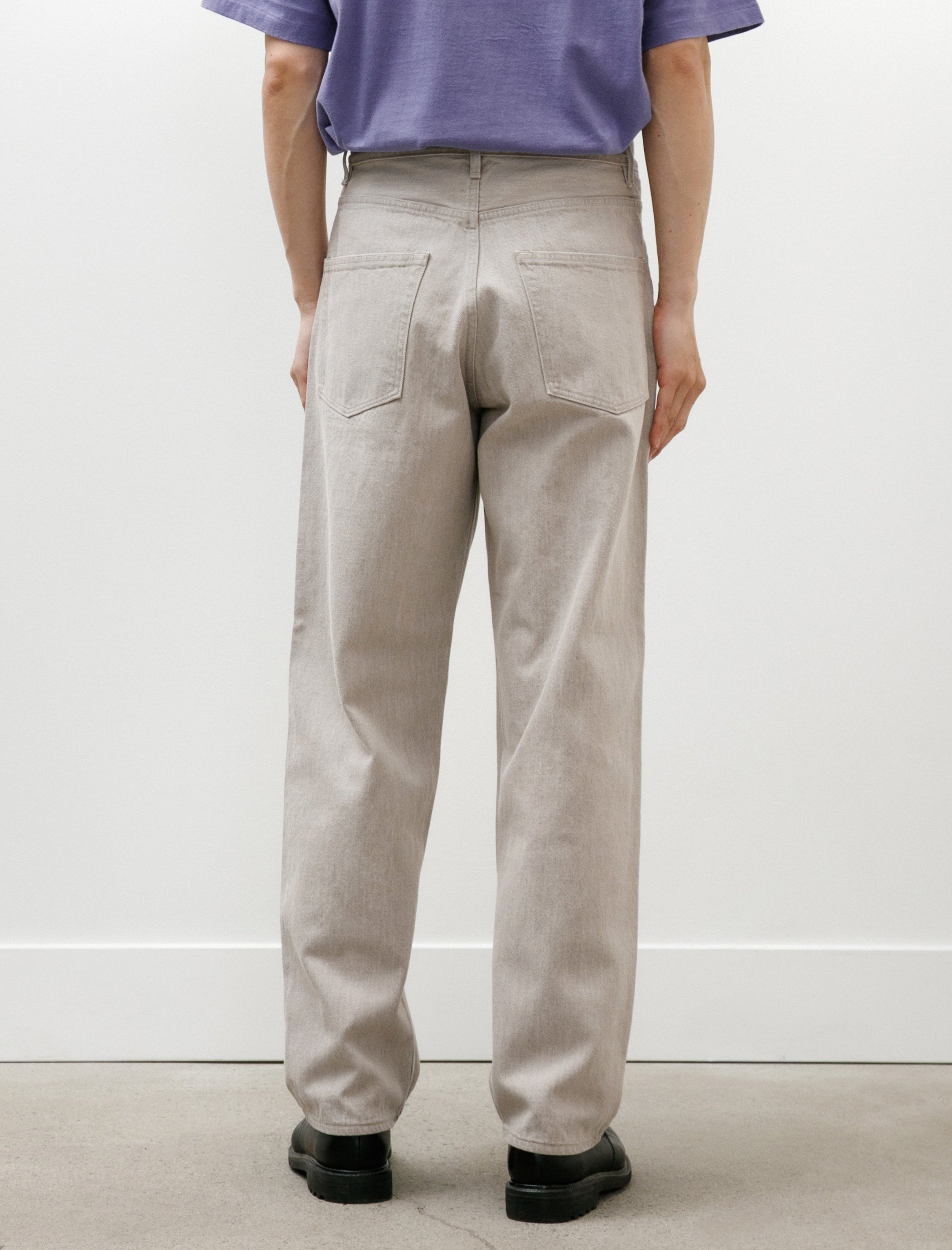 Auralee Faded Hard Twist Brown Denim Wide Pants Light Grey