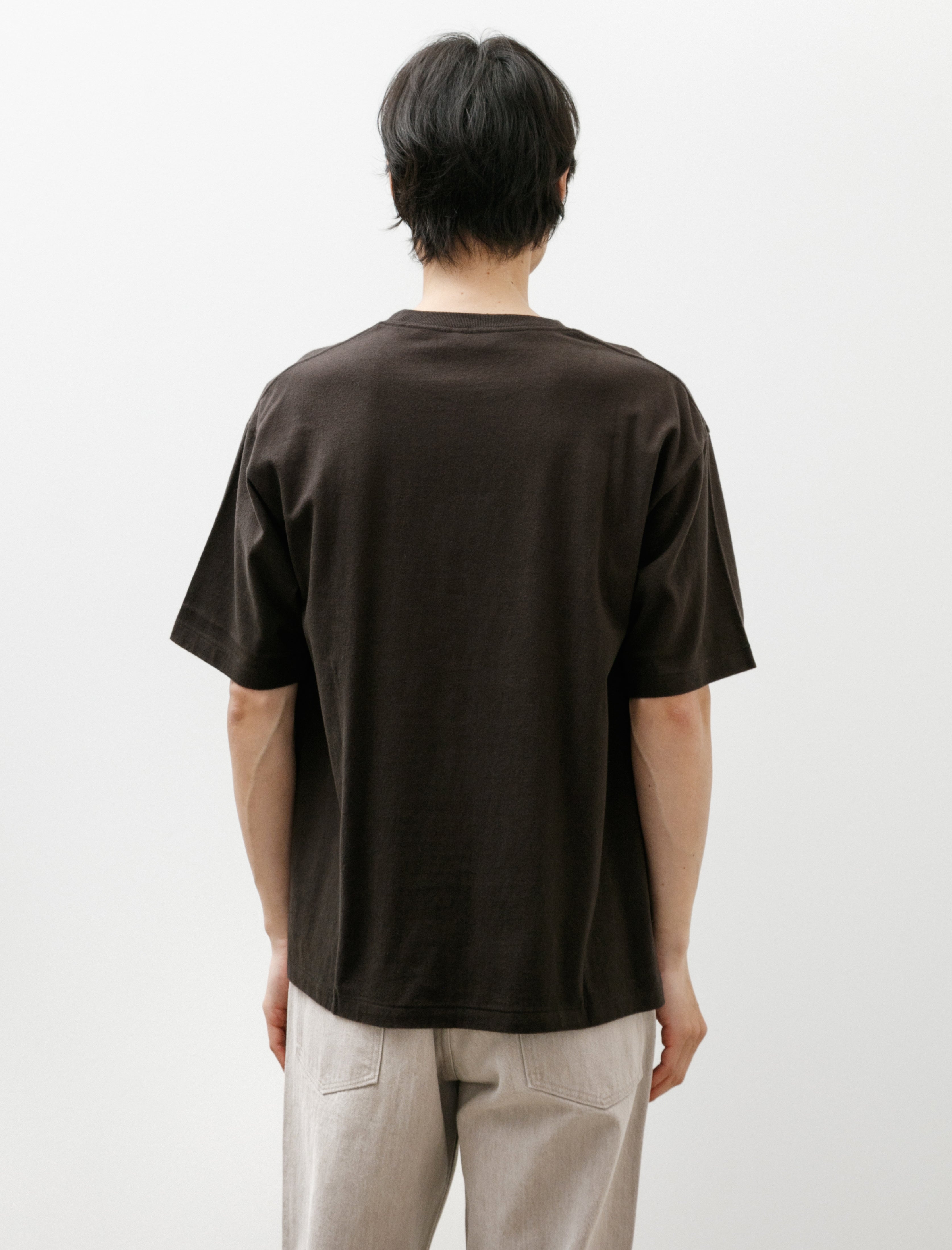 Auralee Brushed Organic Cotton Jersey Tee Ink Black